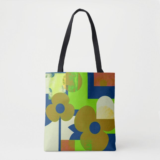 Colourful Floral Pattern Tote Bag – Cute Vibrant F (Front)