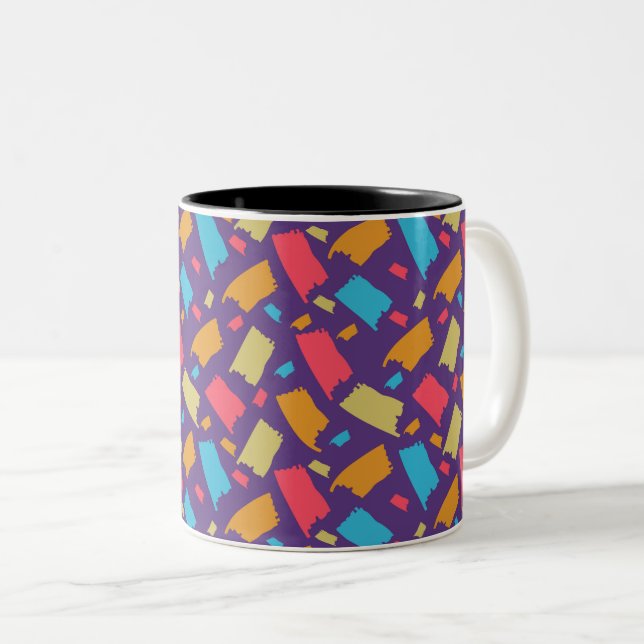 Colourful Floral Pattern Two-Tone Coffee Mug (Front Right)