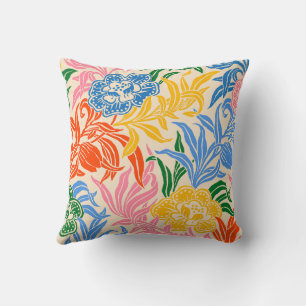 Colourful Floral Pattern Vintage Contemporary Throw Pillow