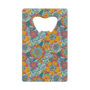 Colourful floral pattern wallet bottle opener