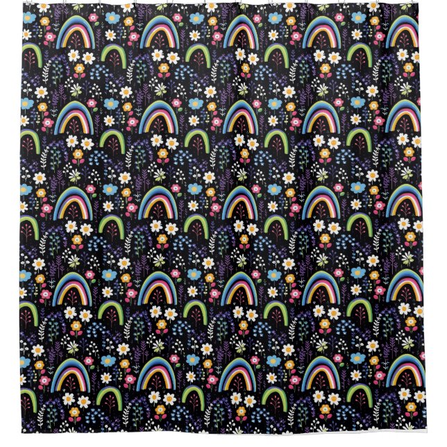 Colourful Floral Pattern with Rainbows and Trees (Front)