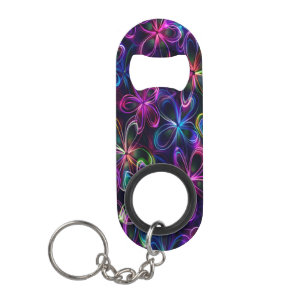 Colourful Floral Patterns on a Dark Background Keychain Bottle Opener