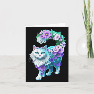 Colourful Floral Patterns Vintage Flowers Art Cat Card