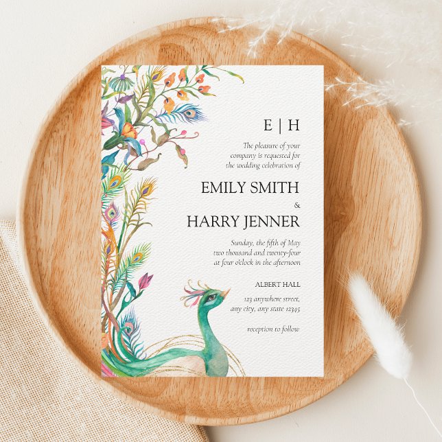 Colourful Floral Peacock Chinoiserie Garden Weddin (Creator Uploaded)