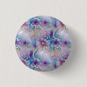 Colourful Floral Pearly Gems Button
