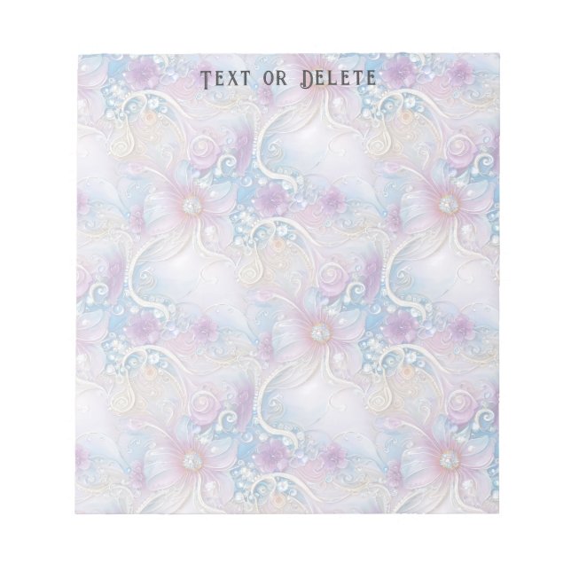 Colourful Floral Pearly Gems Notepad (Front)