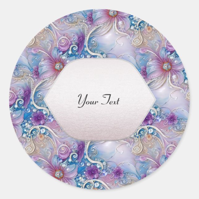 Colourful Floral Pearly Gems Sticker (Front)