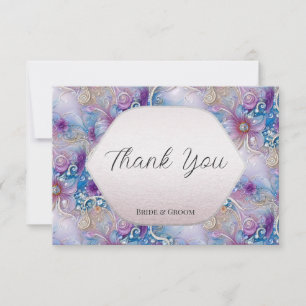 Colourful Floral Pearly Gems Thank You Card