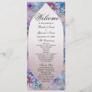Colourful Floral Pearly Gems Wedding Program
