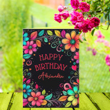 Colourful Floral Personalized Birthday