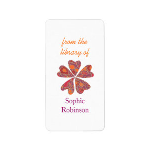 Colourful floral personalized bookplates label