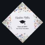 colourful floral personalized graduation graduation cap topper<br><div class="desc">Add a touch of whimsy to your outfit with our Wildflower Cap Topper! This unique accessory features a beautiful design of wildflowers in full bloom,  adding a pop of colour and personality to any hat or cap. Personalize it with your name,  year and school name.</div>