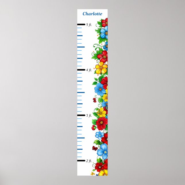 Colourful Floral Personalized Growth Chart (Front)