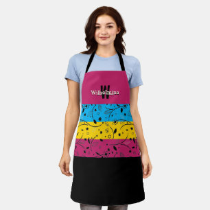 Colourful Floral Personalized Monogram Apron