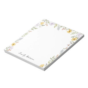 Colourful Floral Personalized Name Notepad