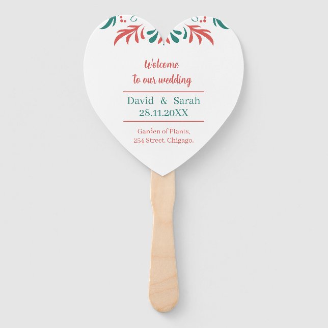  colourful Floral Personalized Wedding Program Hand Fan (Front)