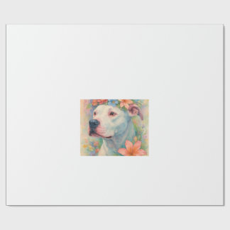 Colourful Floral Pit Bull Portrait All-Over Print Wrapping Paper