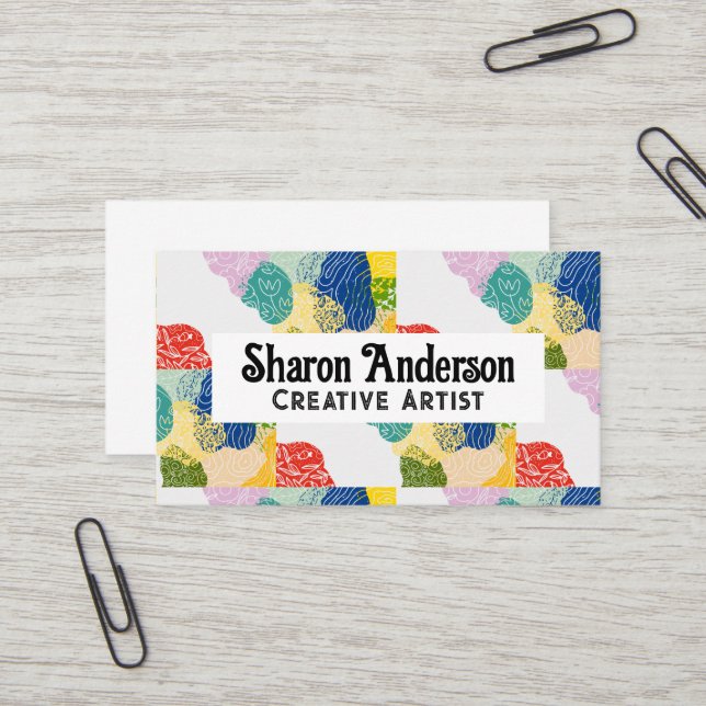 Colourful Floral Plant Drawings | Artistic Business Card (Front/Back In Situ)