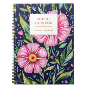 Colourful Floral Pretty Girly Purple Personalized Notebook