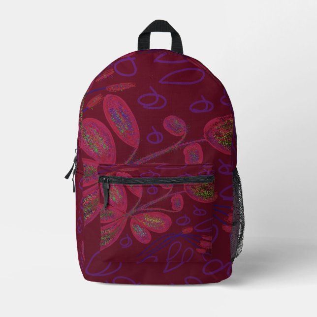 Colourful Floral Print Backpack (Front)