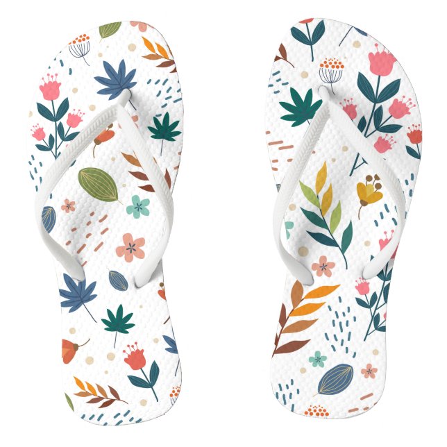 Colourful Floral Print Flip Flops (Footbed)
