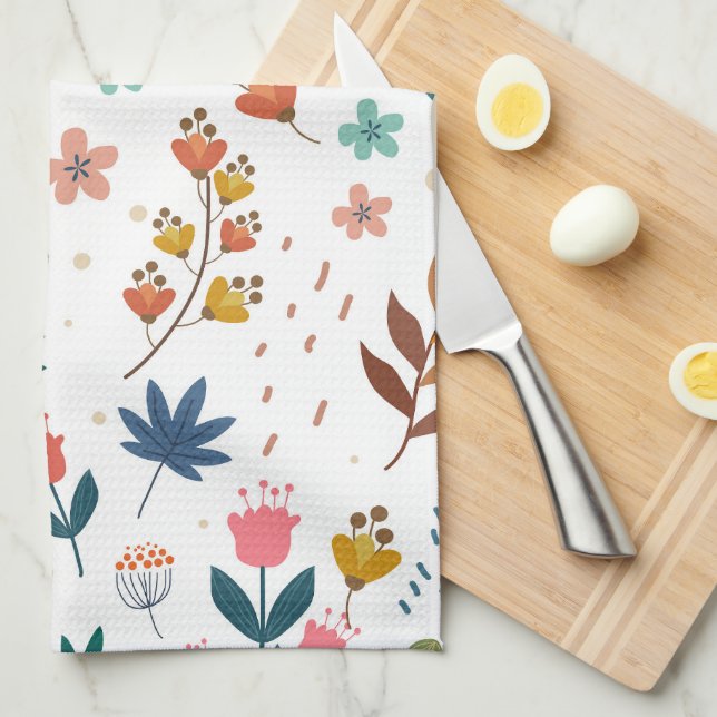 Colourful Floral Print Kitchen Towel (Quarter Fold)