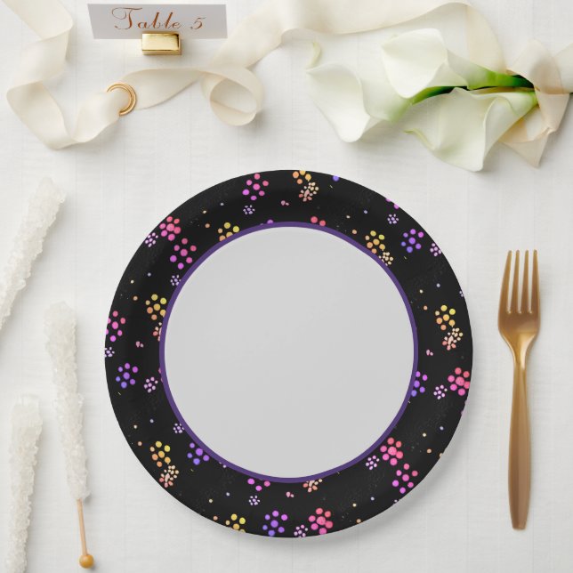 Colourful Floral Print Paper Plate (Wedding)
