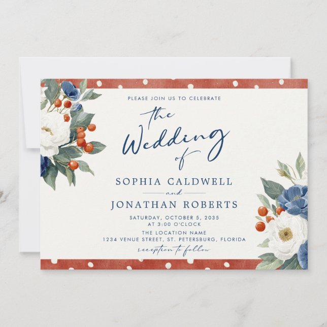 Colourful Floral QR Code Wedding Invitation (Front)