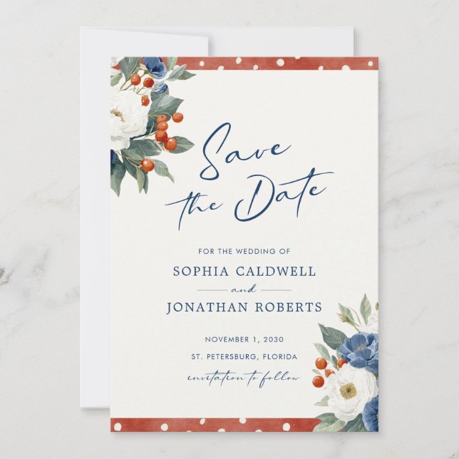 Colourful Floral QR Code Wedding Save The Date (Front)