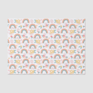 Colourful Floral Rainbow Pattern Tissue Paper