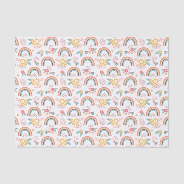 Colourful Floral Rainbow Pattern Tissue Paper (Front)
