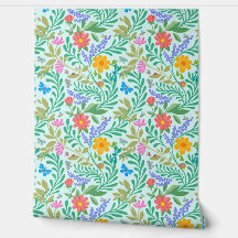  Colourful Floral Retro Cute Funny Pastel Teal Blu
