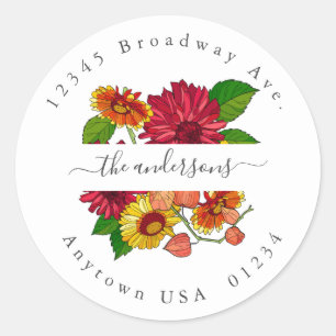 Colourful Floral Return Address Envelope Seal