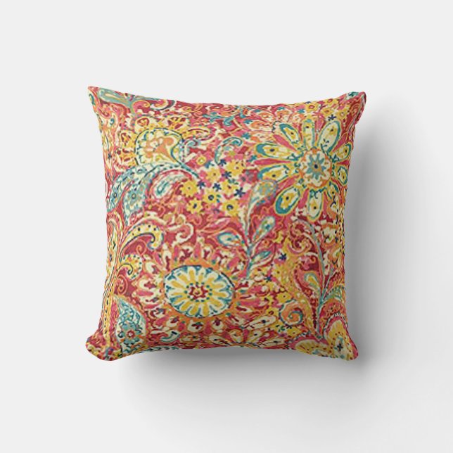Colourful Floral Reversible Pillow (Front)