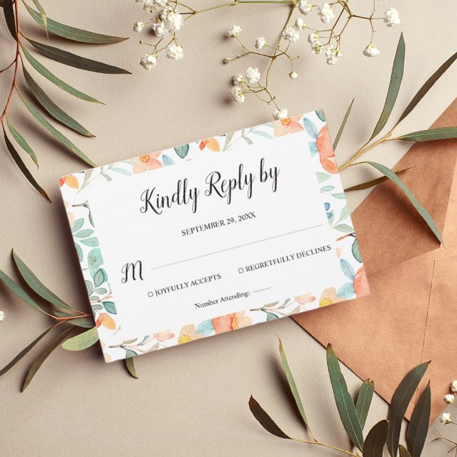 Colourful floral RSVP Wedding Card (Creator Uploaded)