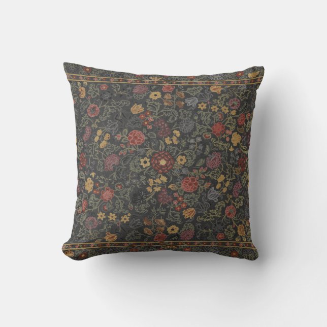 Colourful Floral Rug Pattern Throw Pillow (Front)