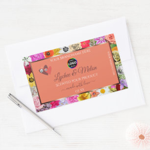 Colourful Floral Salmon Product Labels Hearts Logo