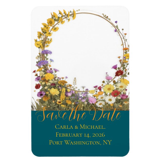 Colourful Floral Save the Date Magnet (Vertical)
