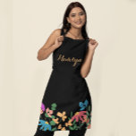 Colourful floral Script Name Personalized Apron<br><div class="desc">Transform cooking into a delightful experience with our Colourful Floral Script Name Personalized Apron. Adorned with vibrant florals and stylish script typography on black, this apron adds a personalized touch to any culinary adventure. Customize it with your name to make it truly yours or surprise a loved one with a...</div>