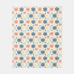 Colourful Floral Seamless in Blue, Pink, and Yello Fleece Blanket