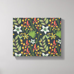 Colourful floral seamless pattern flowers and leav canvas print