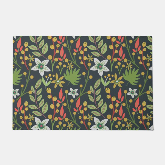 Colourful floral seamless pattern flowers and leav doormat (Front)