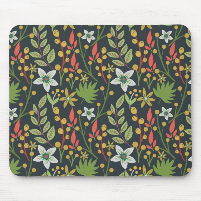 Colourful floral seamless pattern flowers and leav mouse pad (Front)
