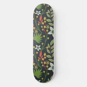 Colourful floral seamless pattern flowers and leav skateboard