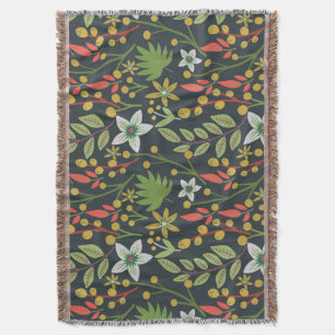 Colourful floral seamless pattern flowers and leav throw blanket