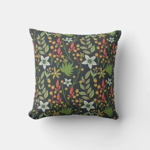 Colourful floral seamless pattern flowers and leav throw pillow