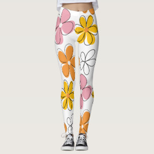 Colourful  Floral Seamless Pattern Minimalist  Leggings