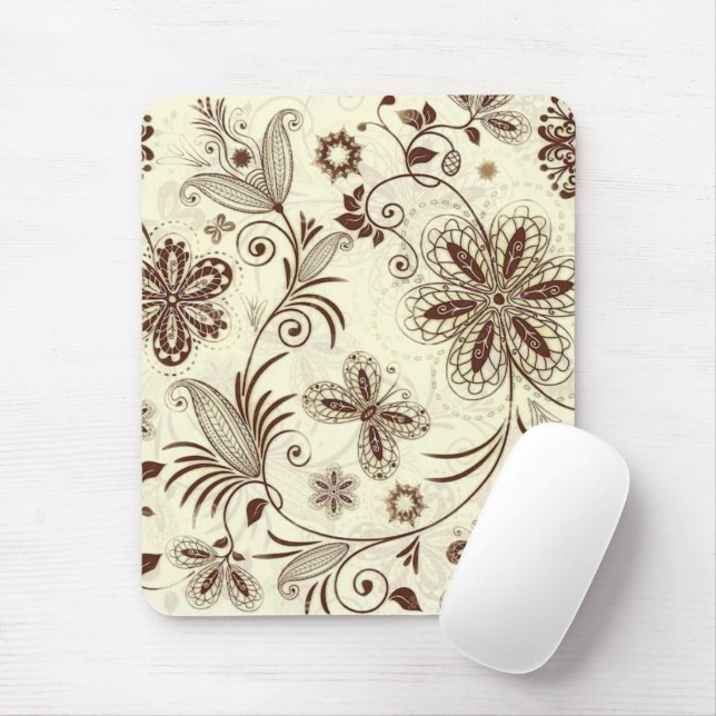 Colourful Floral Seamless Pattern Mouse Pad (With Mouse)