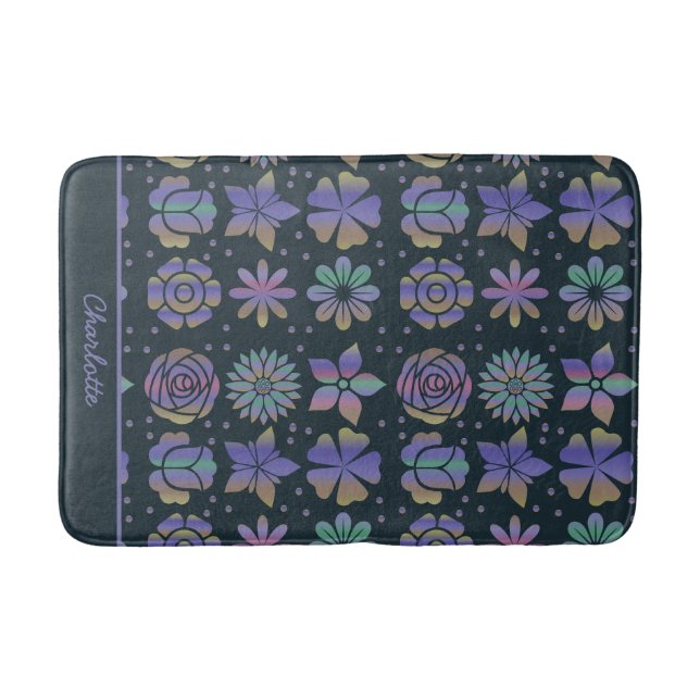 Colourful floral seamless pattern personalized nam bath mat (Front)