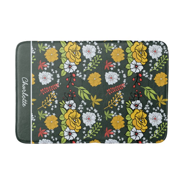 Colourful floral seamless pattern personalized nam bath mat (Front)